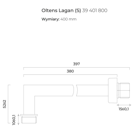 Oltens - ramię deszczownicy LAGAN (S) 40 cm prostokątne złote [39401800]
