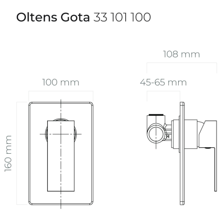 Oltens - bateria podtynkowa 1-drożna GOTA czarny mat [33101300]
