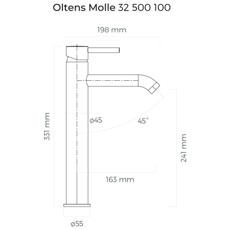 Oltens - bateria umywalkowa wysoka MOLLE czarny mat [32400300]