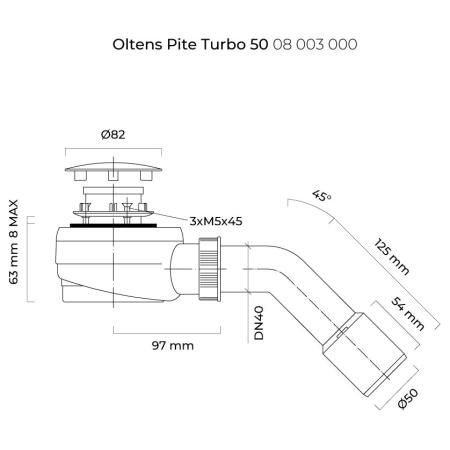 Oltens - syfon brodzikowy PITE TURBO 50 mm chrom [08003000]