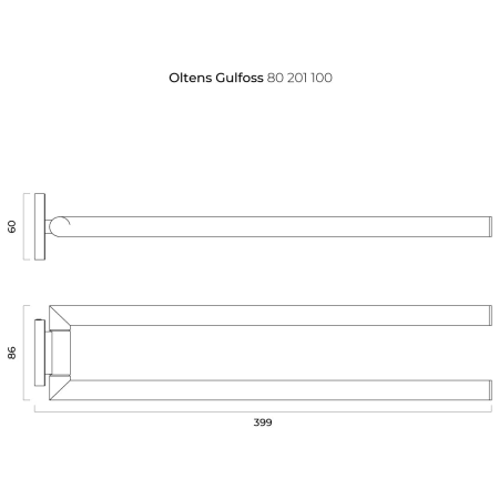 Oltens - wieszak na ręczniki GULFOSS 40 cm dwuramienny chrom [80105100]