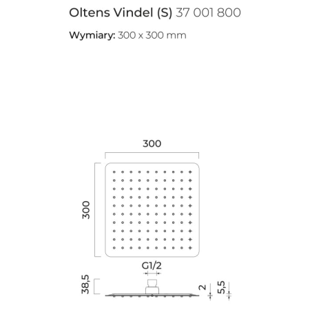 Oltens - deszczownica kwadratowa VINDEL (S) 30 x 30 cm [37001800]