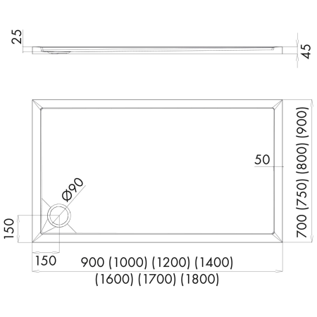 Oltens - brodzik prostokątny SUPERIOR 120 x 70 niski 4.5 cm [15001000]