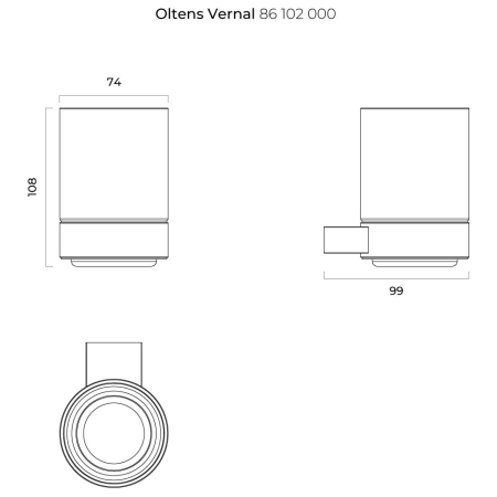 Oltens - szklanka VERNAL ceramika/chrom [86102000]