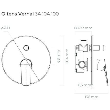 Oltens - bateria podtynkowa 1-drożna VERNAL chrom [34104100]
