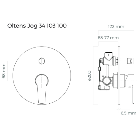 Oltens - bateria podtynkowa 1-drożna JOG chrom [34103100]