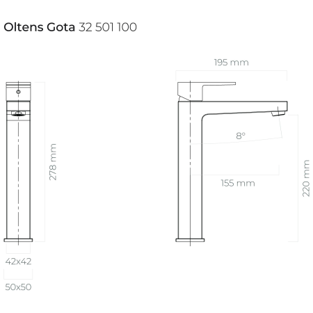 Oltens - bateria umywalkowa wysoka GOTA czarny mat [32401300]