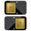 Quadron - zlewozmywak wpuszczany szklany GLEN 211 blat czarny / komora złota z baterią MAGGIE cm złoto szczotkowane / czarny