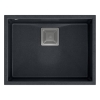 Quadron - zlewozmywak podwieszany granitowy DAVID 50 black diamond / stal z baterią GINA czarny mat