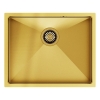 Quadron - zlewozmywak wpuszczany stalowy ANTHONY złoty szczotkowany z baterią INGRID Qline biały mat / złoto szczotkowane 34 cm