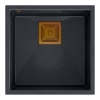 Quadron - zlewozmywak podwieszany granitowy DAVID 40 black diamond / miedź z baterią HALEY Tline czarny mat / miedź szczotkowana 40 cm