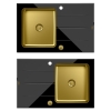 Quadron - zlewozmywak wpuszczany szklany FORD 111 blat czarny / komora złota odwracalny z baterią RACHEL Qline czarny mat / złoto szczotkowane / biała