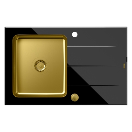 Quadron - zlewozmywak wpuszczany szklany FORD 111 blat czarny / komora złota