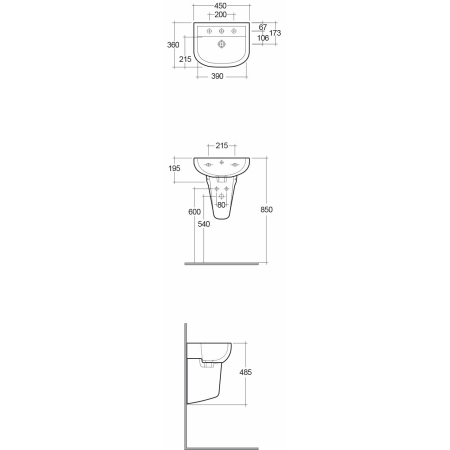 RAK - umywalka wisząca COMPACT 45 cm [COWB00002]