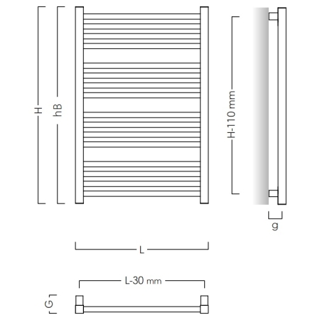 Instal-Projekt - Grzejnik łazienkowy STICK 40/70 cm GREY WALL [C71] podłączenie boczne
