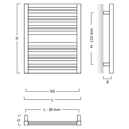 Instal-Projekt - Grzejnik łazienkowy CODE 40/60 cm MOON [C70]