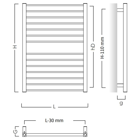 Instal-Projekt - Grzejnik łazienkowy PIKO 50/70 cm SREBRNY [C17] podłączenie boczne
