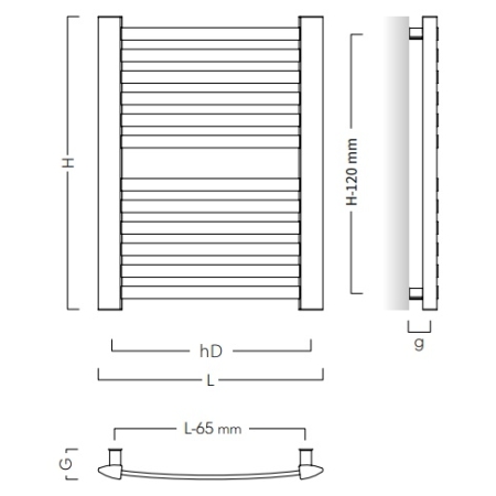 Instal-Projekt - Grzejnik łazienkowy RETTO 40/70 cm CZARNY STRUKTURALNY [C33]