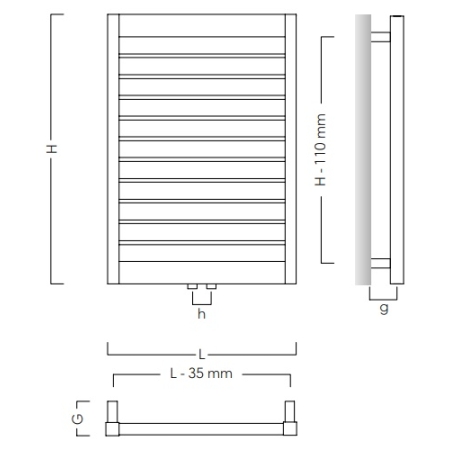 Instal-Projekt - Grzejnik łazienkowy MODO 60/100 cm CZARNY STRUKTURALNY [C33] podłączenie dolne D50
