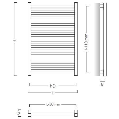 Instal-Projekt - Grzejnik łazienkowy STICK 50/110 cm CZARNY MAT [C31]