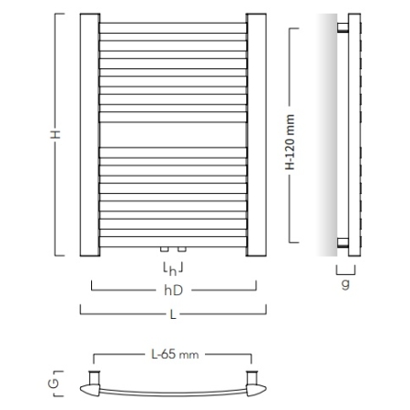 Instal-Projekt - Grzejnik łazienkowy RETTO 40/70 cm BIAŁY MAT [C34] podłączenie dolne D50