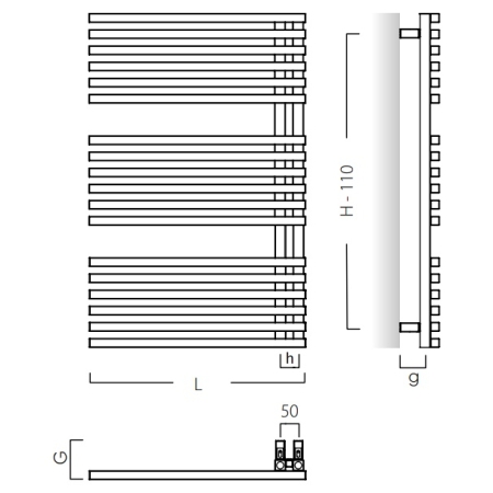 Instal-Projekt - Grzejnik łazienkowy GIULIETTA 50/90 cm GRANITE [C15]