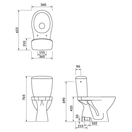 Cersanit - kompakt wc z deską standard odpływ pionowy [K100-207]