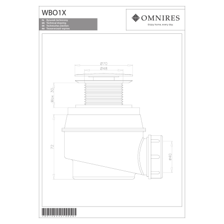 Omnires - syfon wannowo-brodzikowy, biały połysk [WB01XBP]