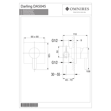 Omnires - bateria prysznicowa podtynkowa DARLING, chrom [DA5045CR]