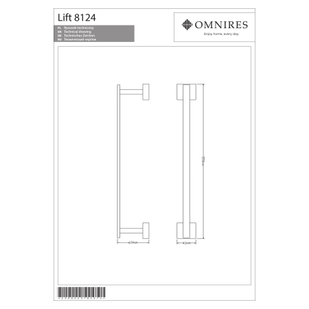 Omnires - wieszak na ręcznik LIFT, 60 cm, chrom [8124CR]