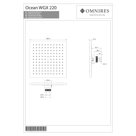 Omnires - deszczownica OCEAN, chrom [WGX220CR]