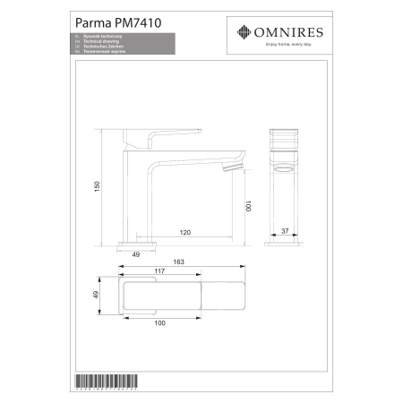 Omnires - bateria umywalkowa PARMA, chrom [PM7410CR]