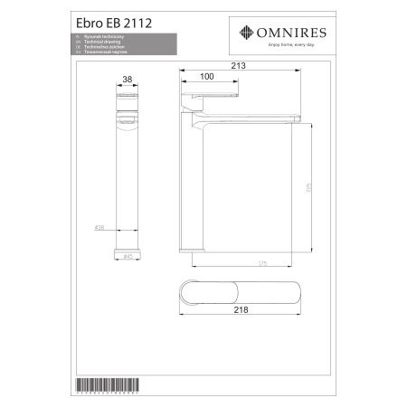 Omnires - bateria umywalkowa wysoka EBRO, chrom [EB2112CR]
