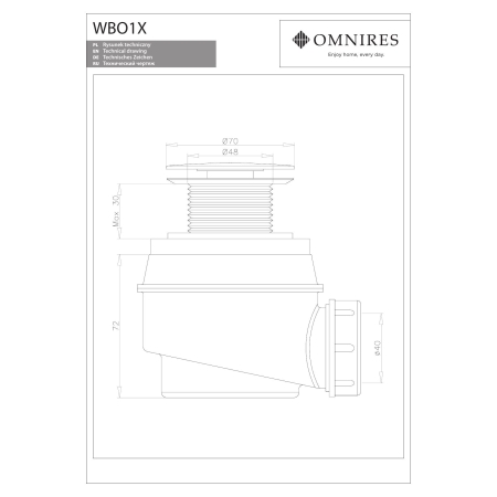 Omnires - syfon wannowo-brodzikowy, złoty [WB01XGL]