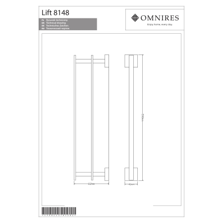 Omnires - wieszak na ręcznik LIFT, podwójny, 60 cm, chrom [8148CR]