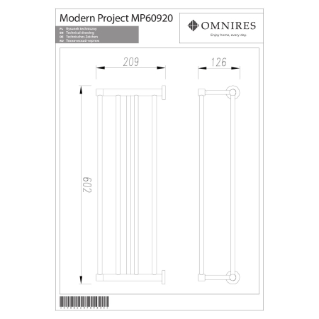 Omnires - półka na ręczniki MODERN PROJECT, chrom [MP60920CR]
