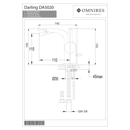 Omnires - bateria bidetowa DARLING, chrom [DA5020CR]
