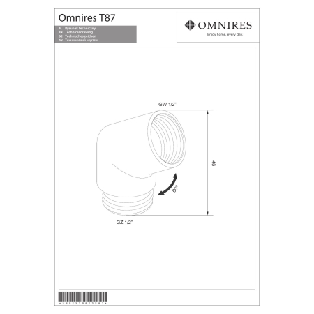 Omnires - kolanko rączki prysznicowej, czarny mat [T87BL]