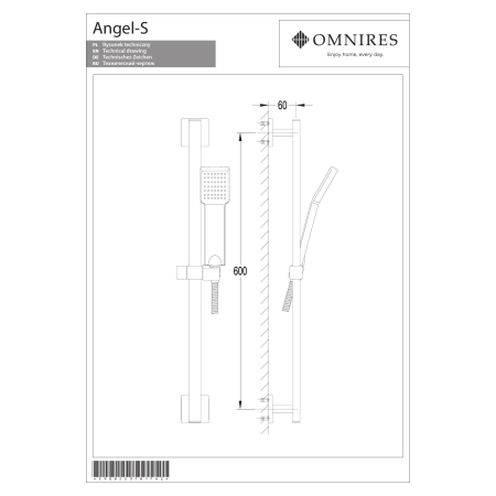 Omnires - zestaw prysznicowy suwany ANGEL, chrom [ANGEL-SCR]
