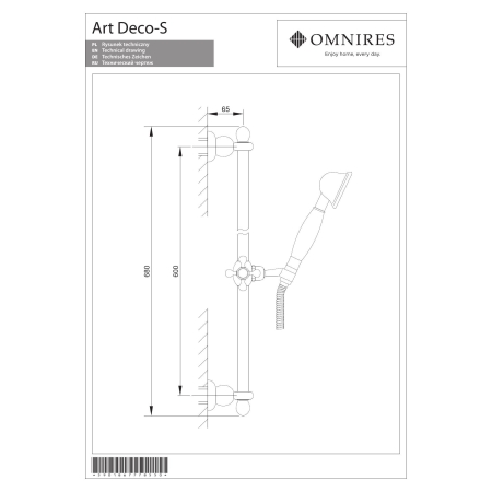 Omnires - zestaw prysznicowy suwany ART DECO, miedź antyczna [ARTDECO-SORB]