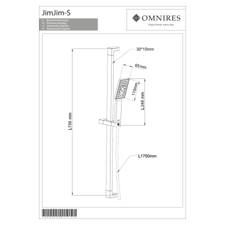 Omnires - zestaw prysznicowy suwany JIMJIM, inox [JIMJIM-SIN]