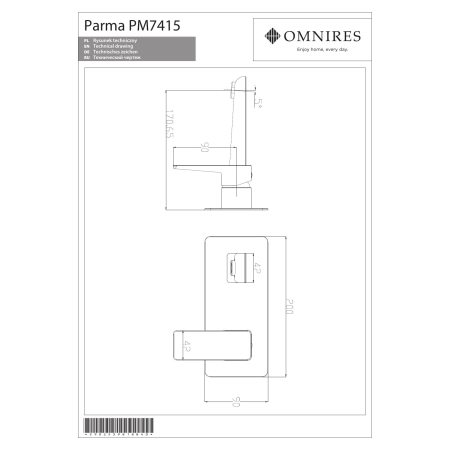 Omnires - bateria umywalkowa podtynkowa z korkiem klik-klak PARMA, inox [PM7415/1IN]