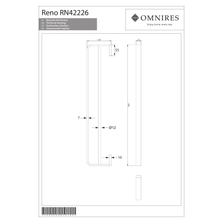 Omnires - wieszak na ręcznik RENO, podwójny, 60 cm, chrom [RN42226CR]