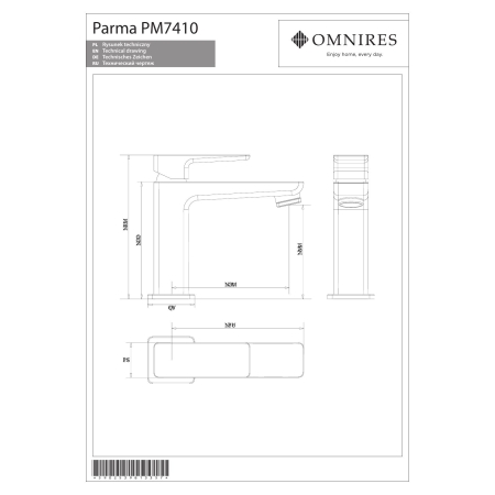 Omnires - bateria umywalkowa PARMA, chrom/biały [PM7410CRB]