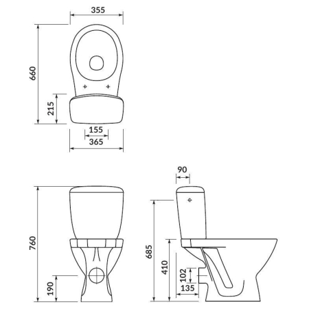 Cersanit - kompakt wc z deską standard odpływ poziomy [K100-206]