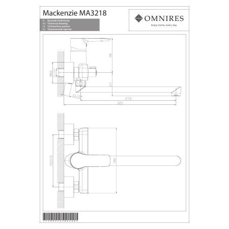 Omnires - Bateria zlewozmywakowa MACKENZIE, chrom [MA3218CR]