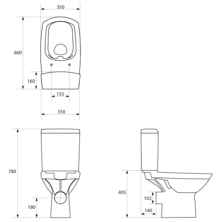 Cersanit - kompakt wc CARINA bezkołnierzowa bez deski odpływ poziomy [K31-045]