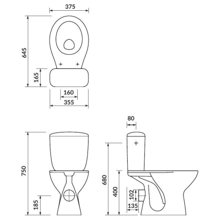 Cersanit - kompakt wc PRESIDENT z deską standard odpływ poziomy [K08-028]