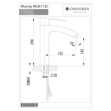 Omnires - bateria umywalkowa comfort MURRAY, chrom [MU6112CCR]
