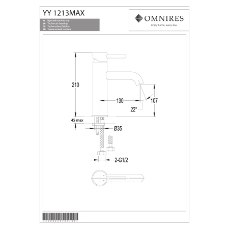 Omnires - bateria umywalkowa wysoka Y, max, chrom [Y1213MAXCR]